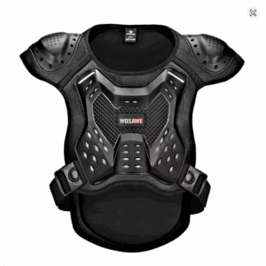 Motorcycle Armor Jacket in black, designed with protective padding covering the chest, shoulders, and arms, displayed against a neutral background.