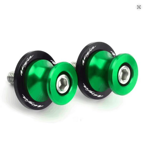 Green 10mm swingarm spools stand sliders for Kawasaki Ninja ZX series motorcycle